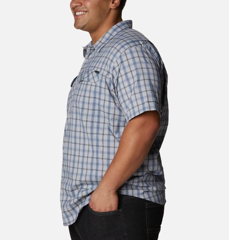 Men's Columbia Silver Ridge Lite Plaid Short Sleeve Shirts Navy | Plus Size CA-NC06A